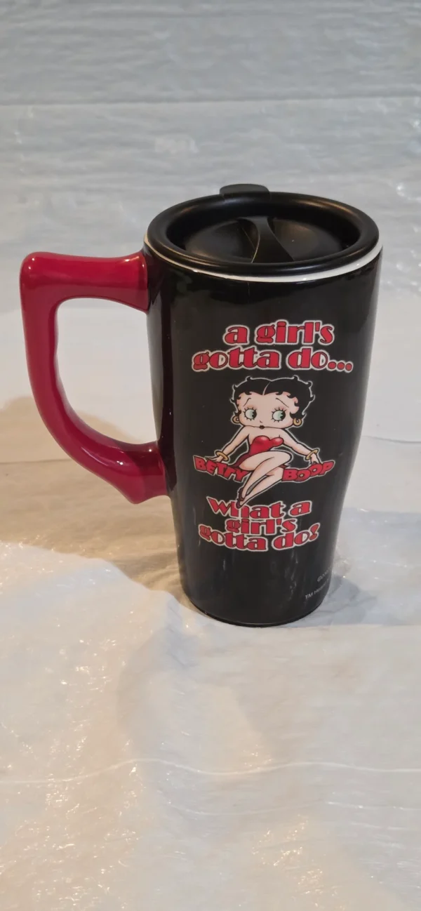 Betty Boop Coffee Travel Mug - Black Ceramic - New back view