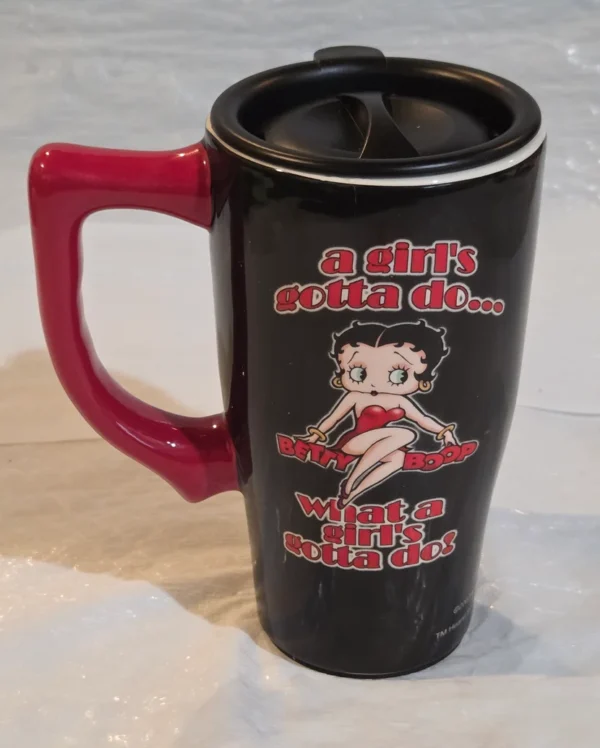 Betty Boop Coffee Travel Mug - Black Ceramic - New back view