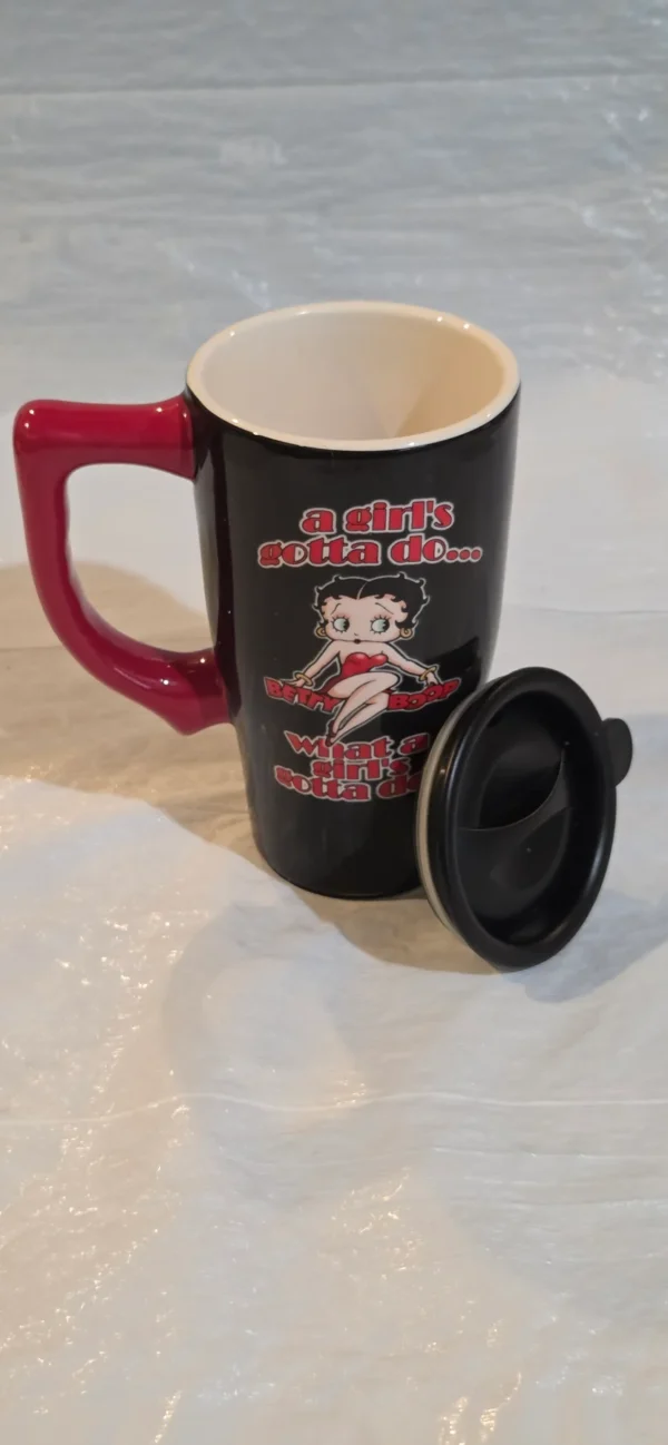 Betty Boop Coffee Travel Mug - Black Ceramic - New top-off