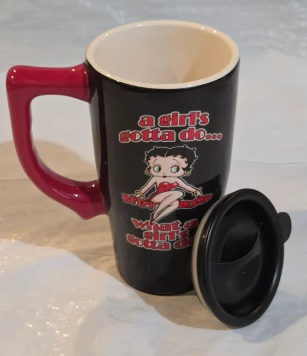 Betty Boop Coffee Travel Mug - Black Ceramic - New top-off